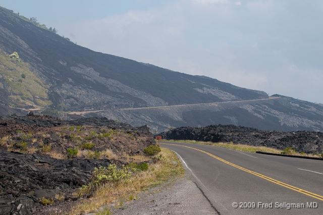 20091103_130248D3.jpg - Good view from lower down Chain of Craters Road of various laval eruptions, Volcano National Park