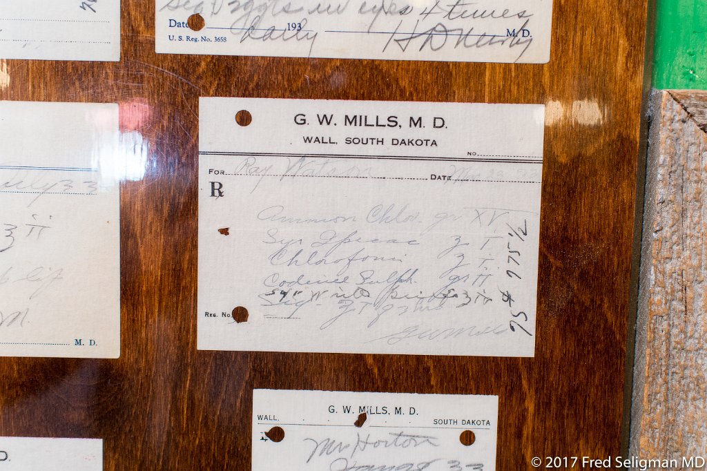 20170620_160008 D4S.jpg - Wall Drug was purchased by Ted Hustead in 1931.  in a town that had 230 people.  The store became very successful when it began offering free water (to tourists going to Mt Rushmore).  Here are some original prescriptions.