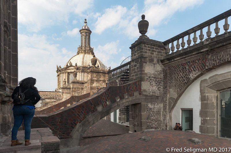 172 20170305_163018 D3S.jpg - Lady on roof of National Cathedral, Mexico City